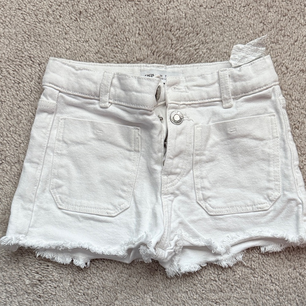 ZARA Girls White Denim Shorts